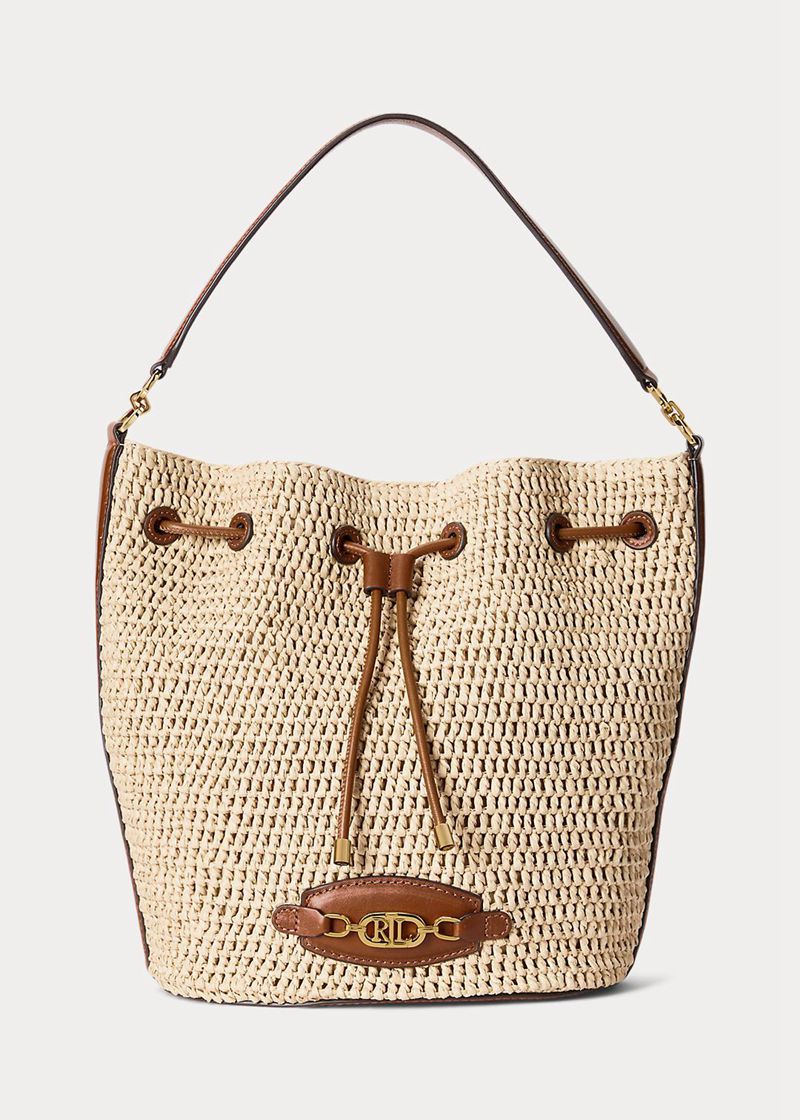 Bolso Lauren Mujer Straw Large Andie Drawstring Chile Kaki UNWHD-0215